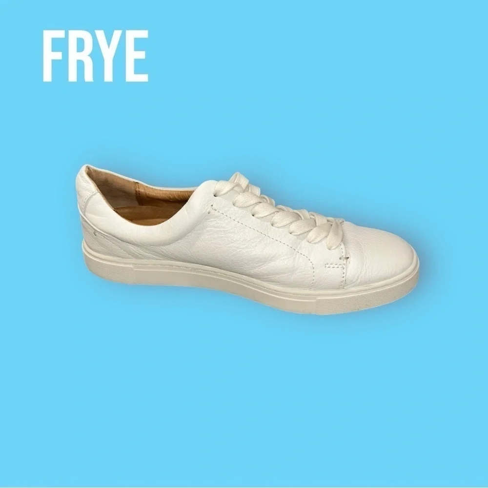 Frye Women's Tumbled Leather Ivy Low Lace Sneakers White Size 9 M